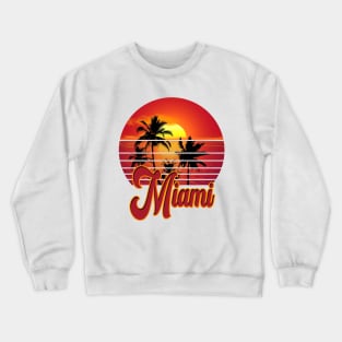 Miami Retro Vintage Sunset Beach 70s 80s Crewneck Sweatshirt